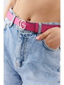 Women\'s fuchsia leather belt P031 - Online store - Boutique